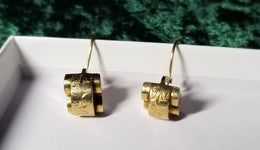 Rare Antique 14k Solid Gold Hand Carved Earrings - handcrafted unique design