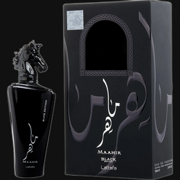 Maahir Black Edition by Lattafa (Unisex) 3.4 oz Eau De Parfum Spray
